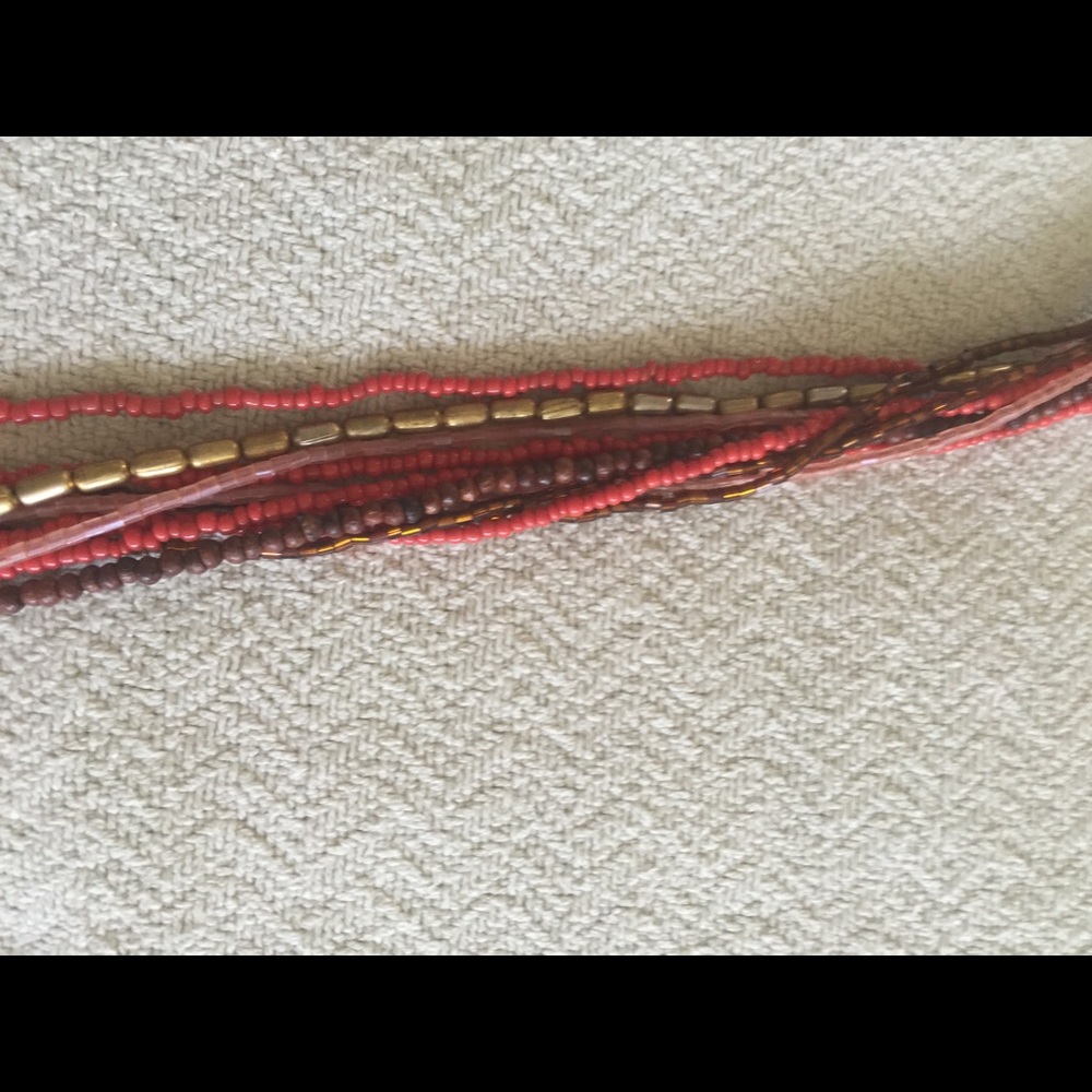 Necklace. Orange/brown colors. Wood medallion - Picture 5 of 6